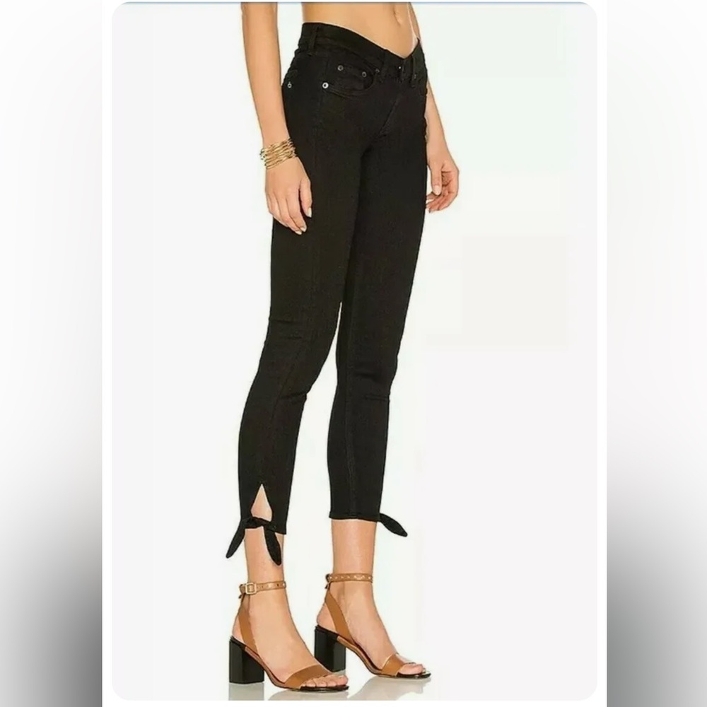 Rag & Bone / Jean Stevie Capri Skinny Jeans in Black Tie Bottom Black Size 26